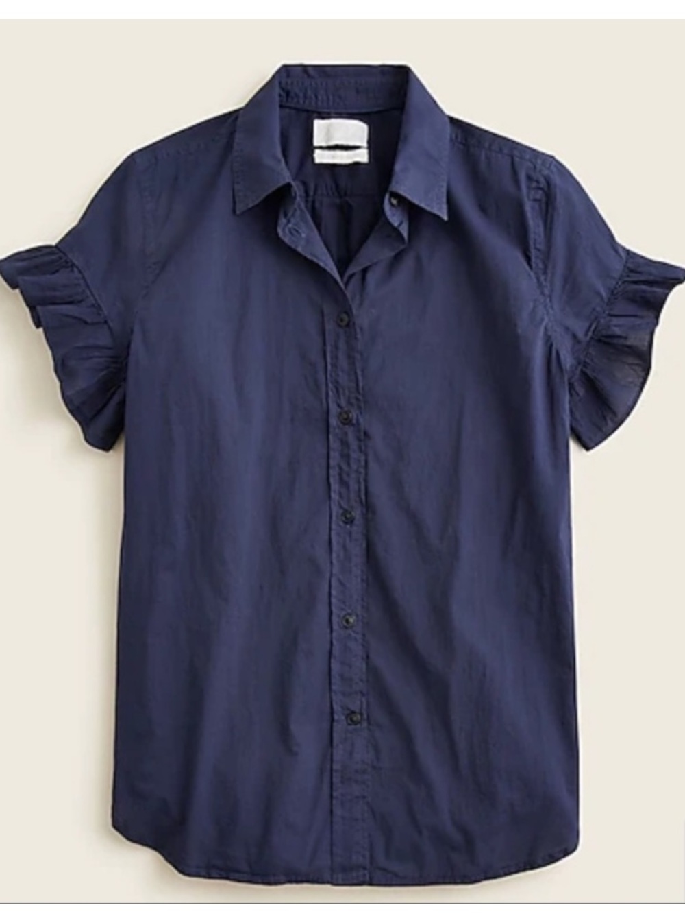 J.Crew Classic-fit Lightweight Cotton Poplin Ruffle Sleeve Shirt in navy